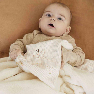 Одеяло плюшевое Kaloo "Мое Первое Одеяло", серия "Intemporel", кремовое, 85 х 70 см